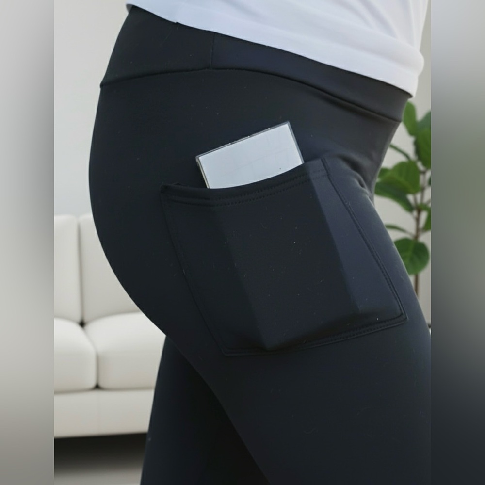 NEW Womens Black Leggings w/Pockets, Butter Soft Yoga Pants OS/TC/TC2